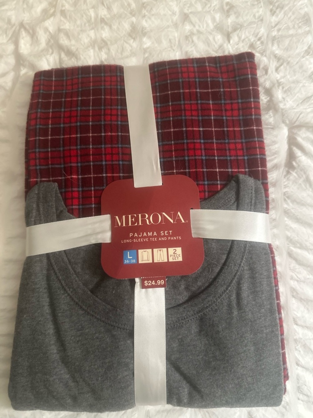 Merona Gray Tee with Red Plaid Pajama Pants